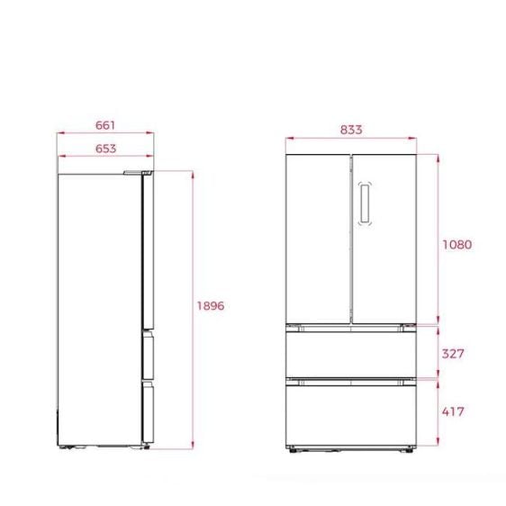 Refrigerator with freezer TEKA RFD 77825, 516 l, No Frost, 189.8 x 83.3 cm, stainless steel
