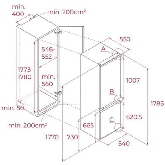 Built-in refrigerator TEKA RBF 43345 FI, 271 l,