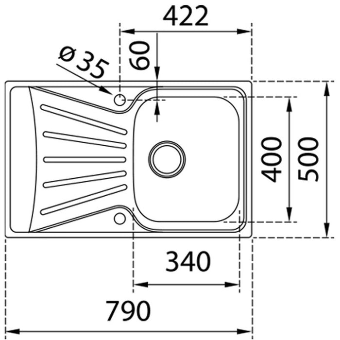 KITCHEN SINK TEKA STARBRIGHT SMOOTH RIGHT 50X79