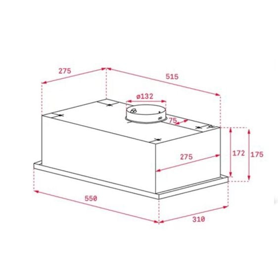 Built-in hood TEKA GFG2 stainless steel, 341 m³/h, 55 cm 40446753