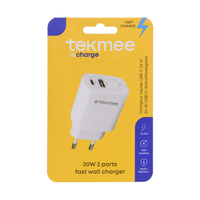 CHARGER USB A+C 20W/3.0A TEKMEE