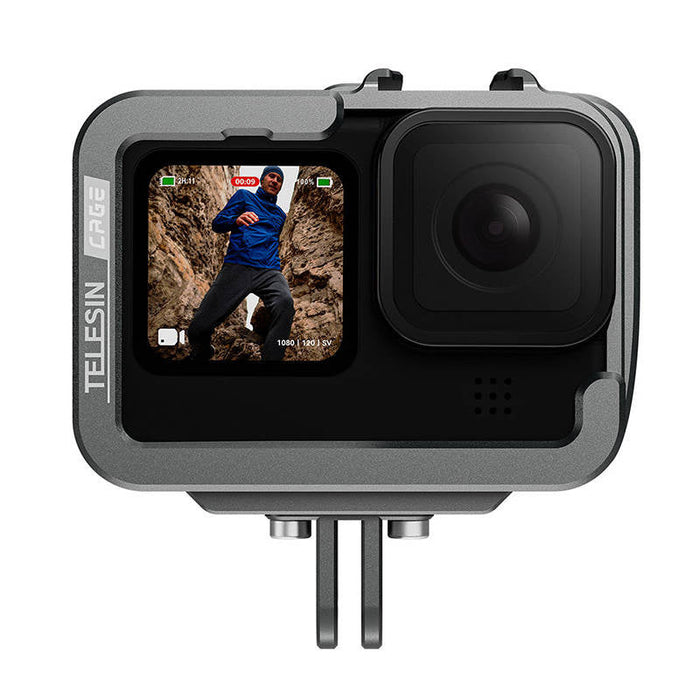 TELESIN Aluminum cage for GoPro Hero 12/11/10/9 +vertical adapter - For sports cameras<<<Accessories<<<Photo