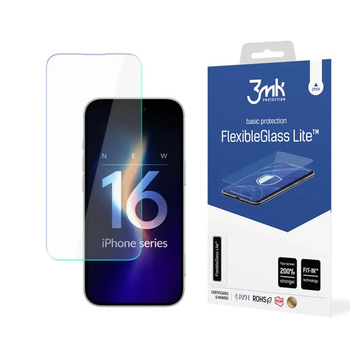 Tempered glass 3mk FlexibleGlass Lite for iPhone 16 - Cell phone tempered glass<<<HurtelXML