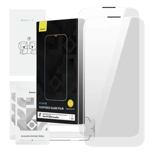 Tempered Glass Baseus Corning for iPhone 13/13 Pro/14 with built-in dust filter - For smartphones<<<Tempered glass