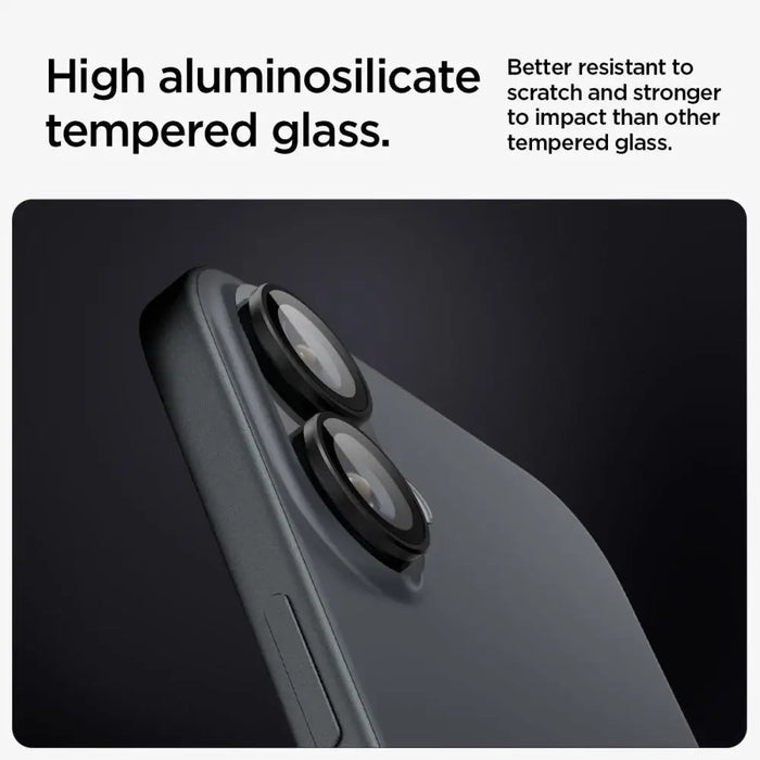 Tempered Glass for Spigen Glass tR EZ Fit Optik Pro for iPhone 16 Plus Camera (2 pcs.) - Black - Cell phone tempered