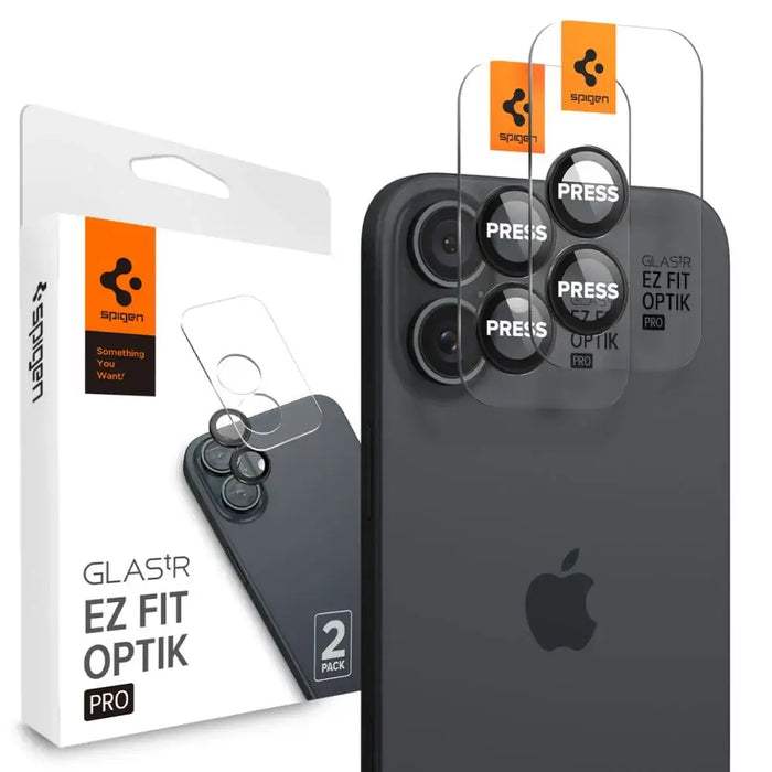 Tempered Glass for Spigen Glass tR EZ Fit Optik Pro for iPhone 16 Plus Camera (2 pcs.) - Black - Cell phone tempered