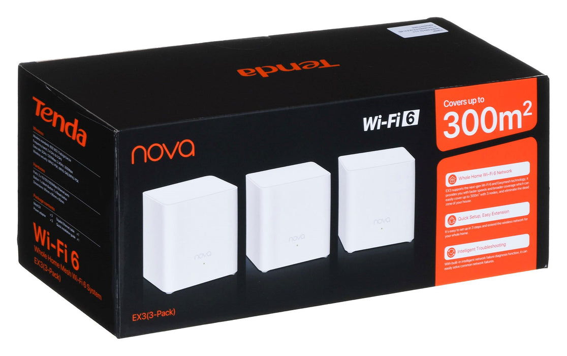 Tenda EX3-3 mesh wi-fi system Dual-band (2.4 GHz / 5 GHz) Wi-Fi 6 (802.11ax) White 1 Internal