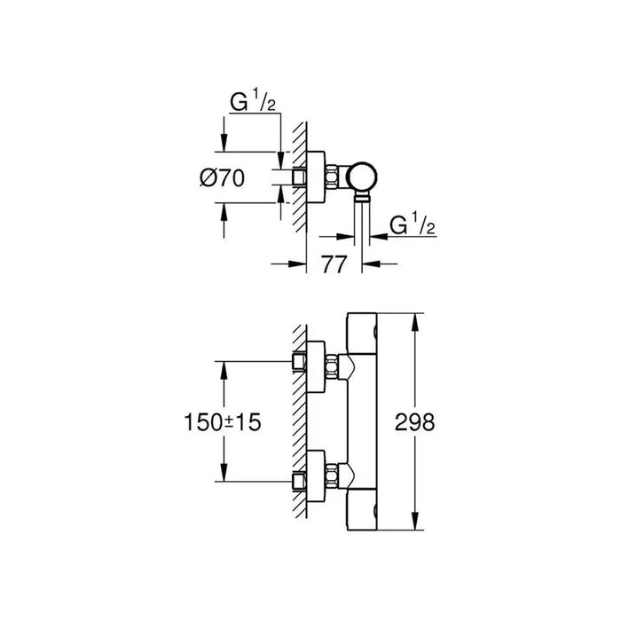 THERMOSTAT MIXER GROHE PRECISION GET - Смесители с термостат<<<Смесители и душове<<<Баня<<<Praktiker&&&Аксесоари и