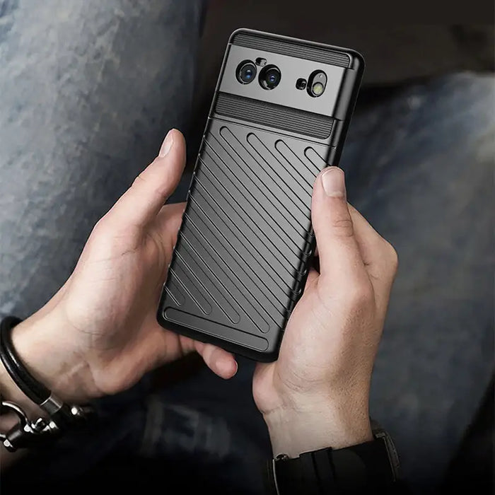 Thunder Case Flexible Tough Rugged Cover TPU Case for Google Pixel 6 black - Cell phone cases and covers<<<HurtelXML