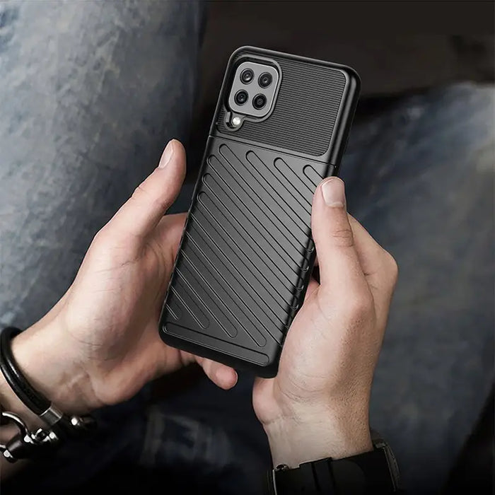 Thunder Case Flexible Tough Rugged Cover TPU Case for Samsung Galaxy A22 4G black - Cell phone cases