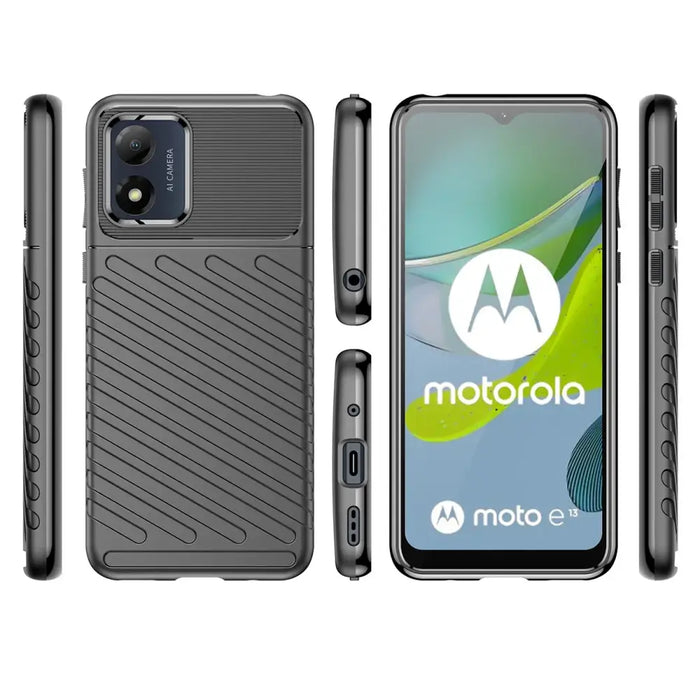 Thunder Case Motorola Moto E13 Silicone Armored Cover Black - Cell phone cases and covers<<<HurtelXML