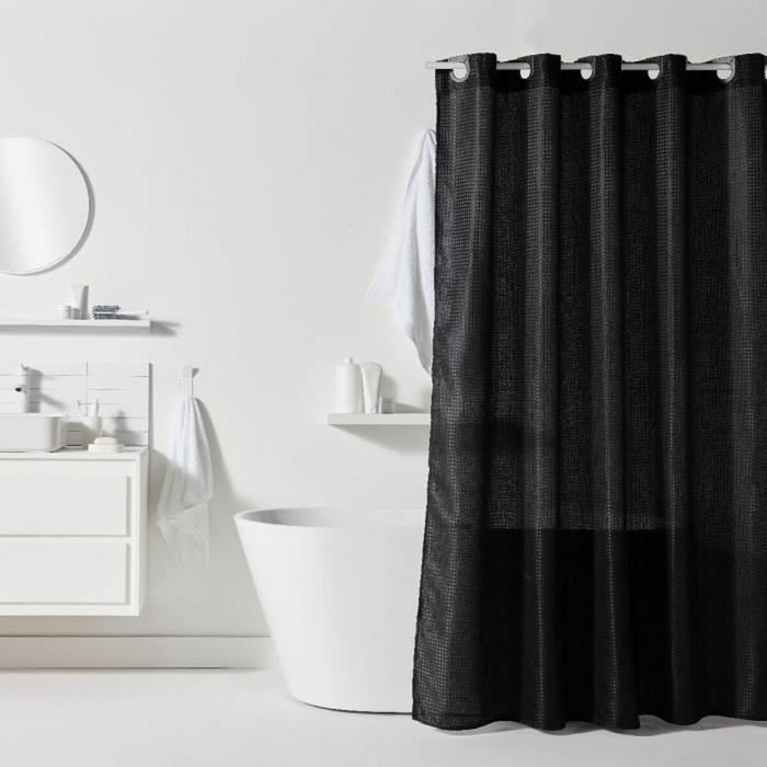 Shower Curtain TODAY Black Polyester 180 x 200 cm (12 Units)