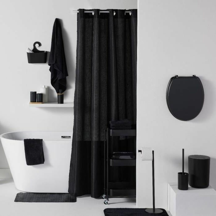 Shower Curtain TODAY Black Polyester 180 x 200 cm (12 Units)