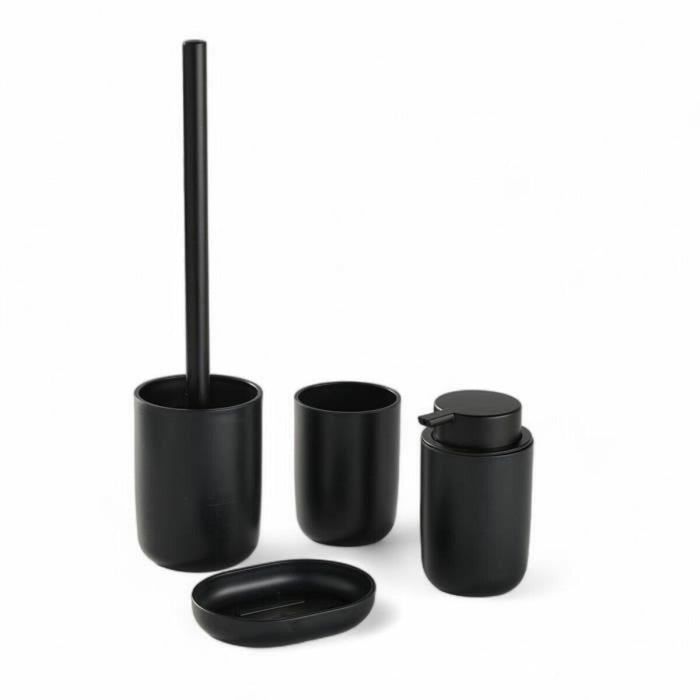 Bath Set TODAY HOY Black Plastic Modern 4 Pieces (4 Units)