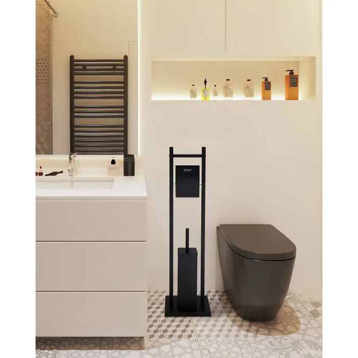 TOILET RACK. PAPER AND BRUSH BLACK MAT INTER CERAMIC - Аксесоари за баня<<<Аксесоари за
