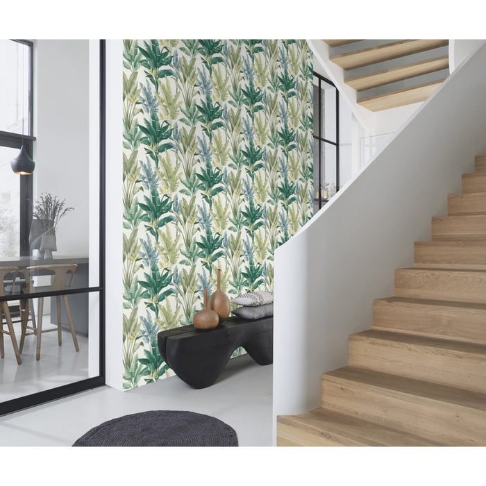 WALLPAPER DUPLEX TONI BAD GREEN PALM LEAVES
