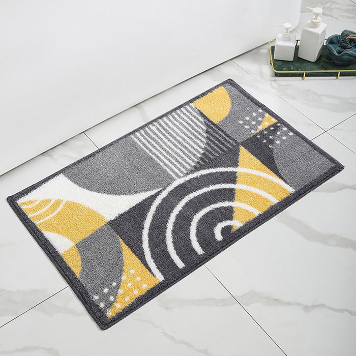ROUND BATHROOM CARPET GRAY YELLOW 40X60 TONI BAD