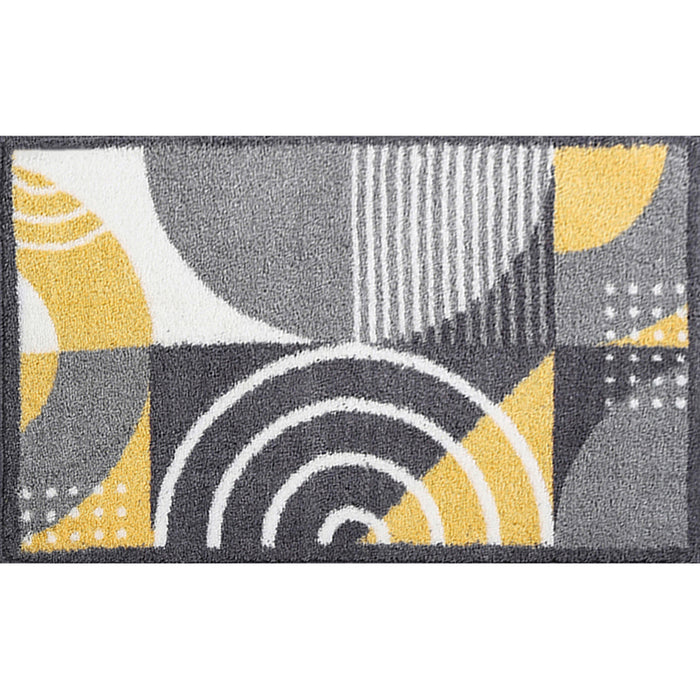 ROUND BATHROOM CARPET GRAY YELLOW 40X60 TONI BAD