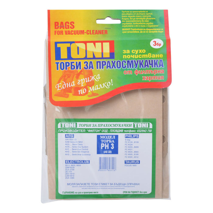 VACUUM CLEANER BAGS TONI PH3 X3 3 PCS