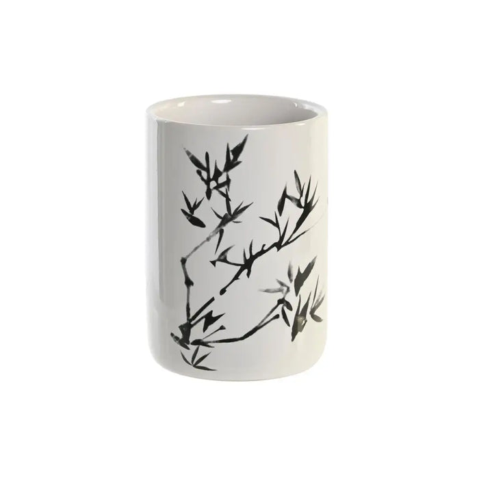Toothbrush Holder DKD Home Decor White Black Rubber wood Stoneware 7,6 x 7,6 x 11 cm (12 Units) - Баня<<<Дом