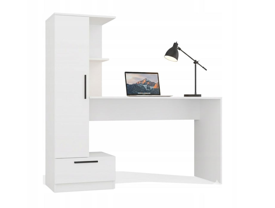 Cosmo Desk + Bookcase Set, White