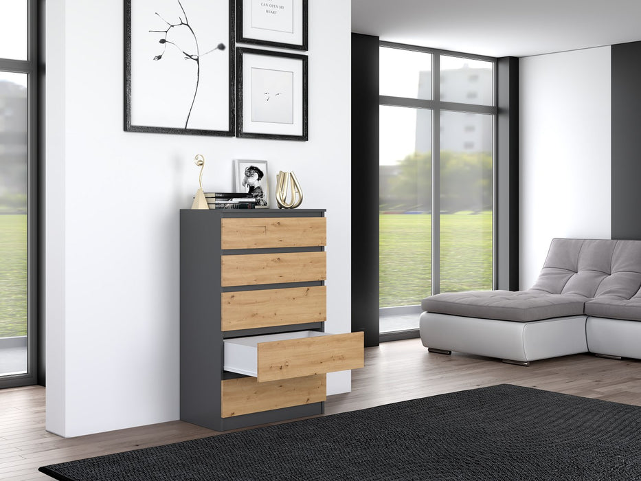 Topeshop M5 ANTRACYT/ARTISAN chest of drawers