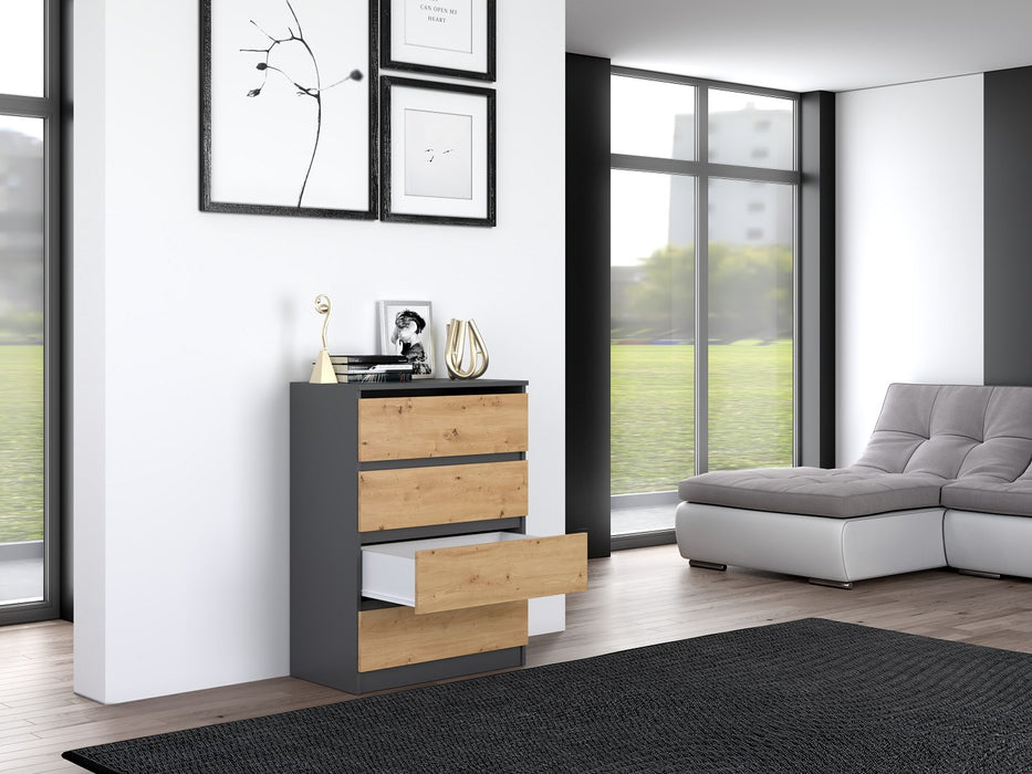 Topeshop M4 ANTRACYT/ARTISAN chest of drawers