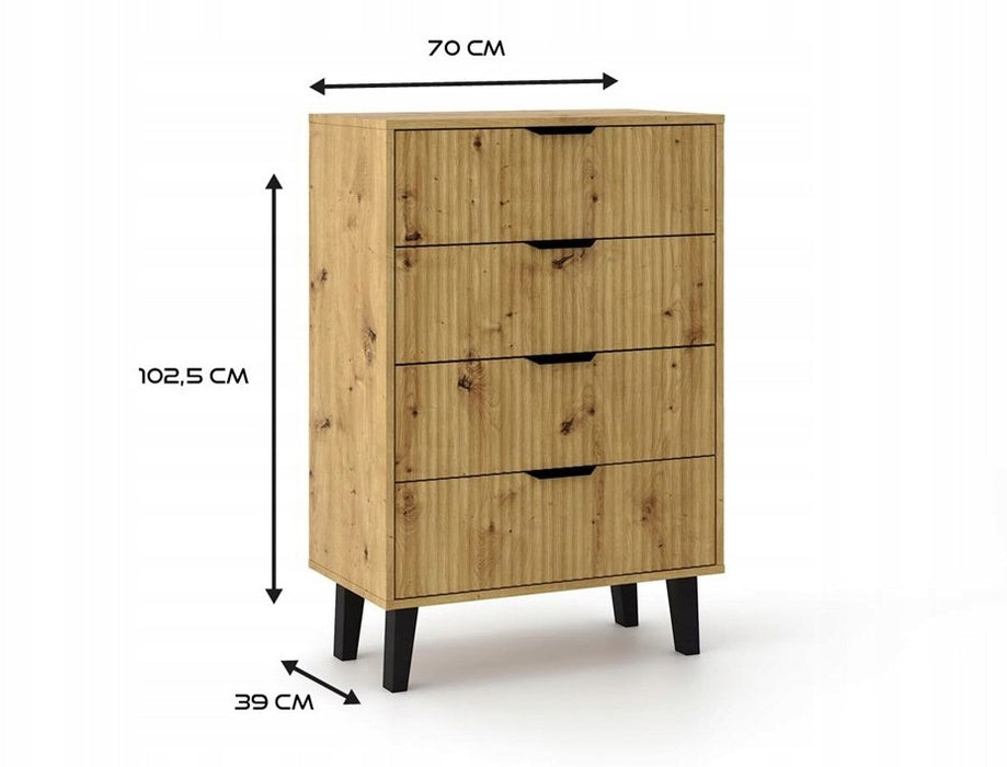 SCANDI 4S SLIM OAK ARTISAN CHEST OF DRAWERS