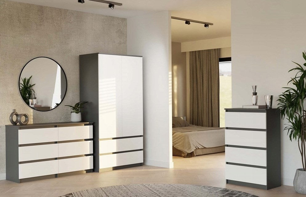 M6 MALWA CHEST OF DRAWERS 120 CM 6 DRAWERS ANTHRACITE/WHITE