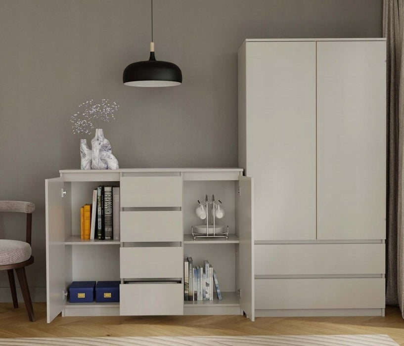 CHEST OF DRAWERS WITH 2 DOORS AND 4 DRAWERS, CASHMERE COLOUR
