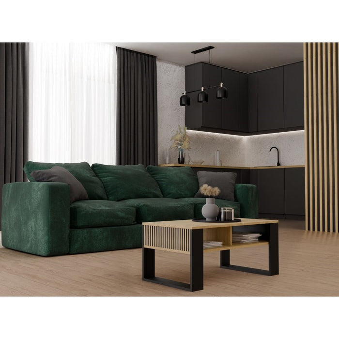 MODERN 2P SLIM ARTISAN COFFEE TABLE WITH BLACK LEGS