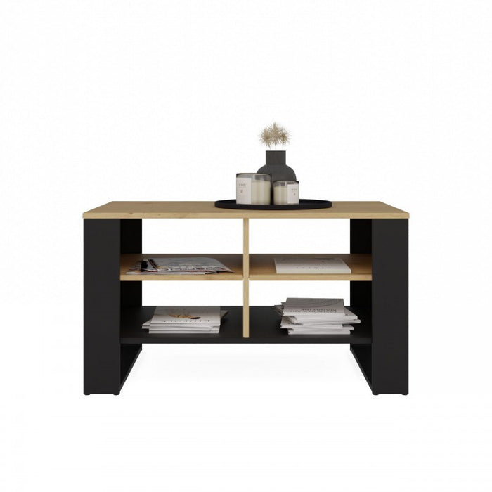 MODERN 4P ARTISAN COFFEE TABLE WITH BLACK LEGS