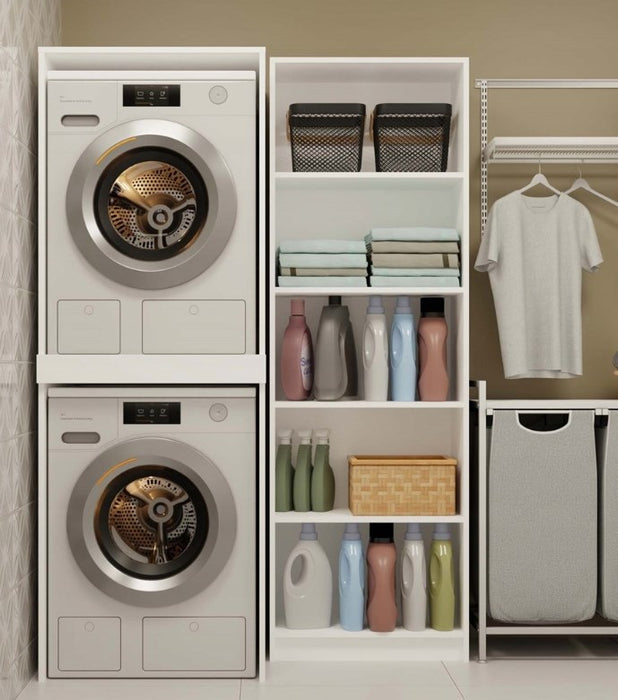 POLA TWIN WHITE WASHING MACHINE AND DRYER CABINET