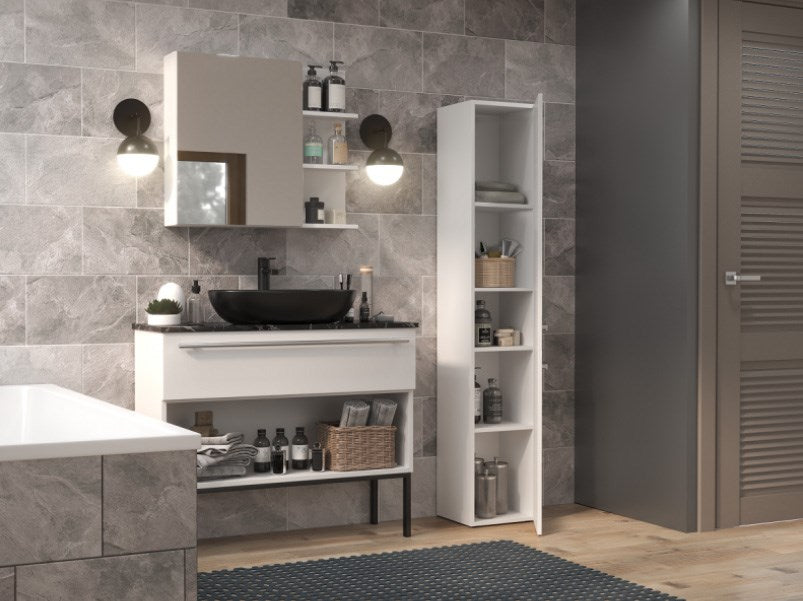 Bathroom cabinet NEL II 31x30x174 cm, white, glossy