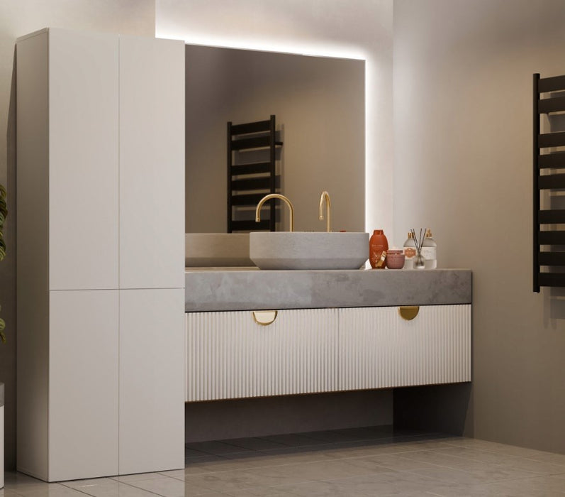 BATHROOM CABINET NEL DD 1K BASKET CASMERE COLOUR LONG DOORS