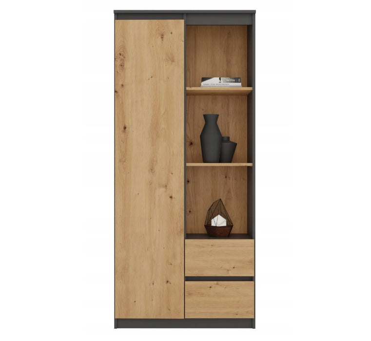 Topeshop RS-80 BILY ANTHRACITE/OAK ARTISAN office bookcase