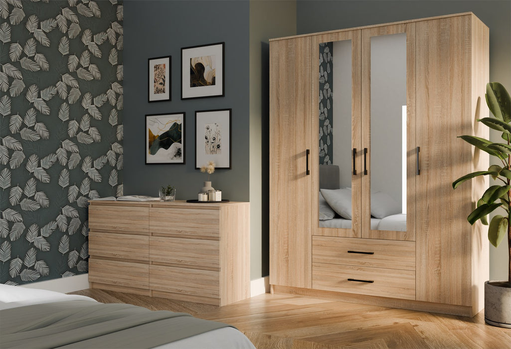 Topeshop ROMANA 160 SON bedroom wardrobe/closet 11 shelves 4 door(s) Oak