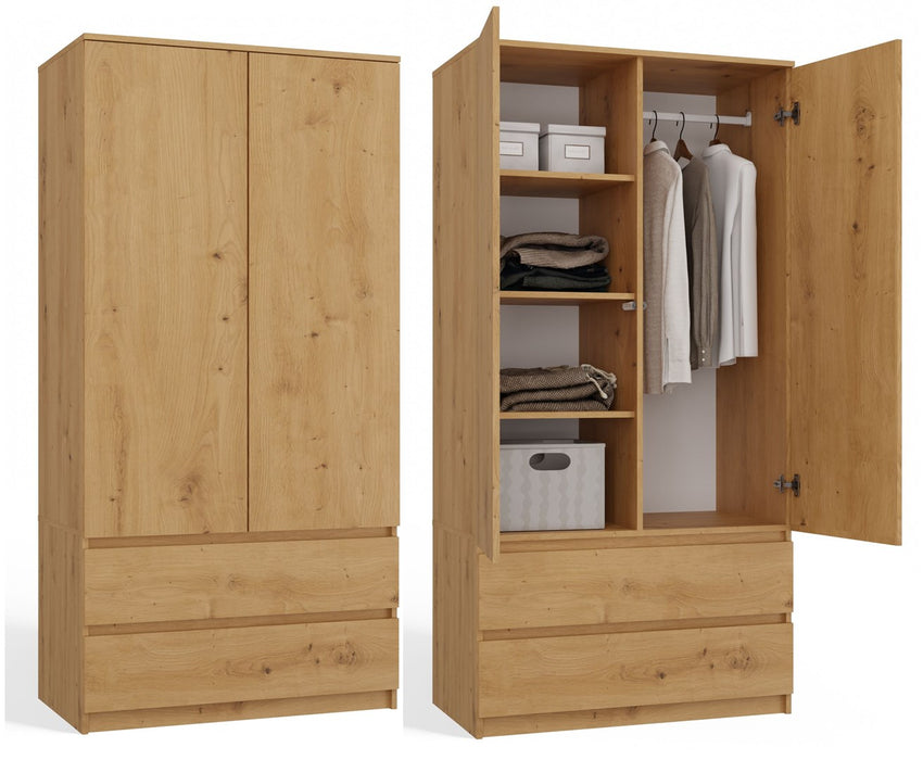 Topeshop SZAFA MALWA ART bedroom wardrobe/closet 5 shelves 2 door(s) Oak