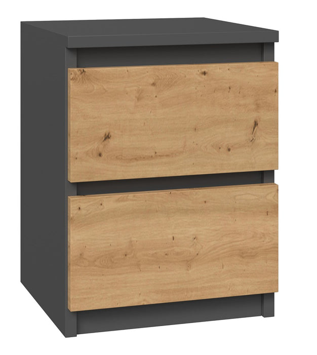 Topeshop M2 ANTRACYT/ARTISAN nightstand/bedside table 2 drawer(s) Anthracite, Oak, Wood