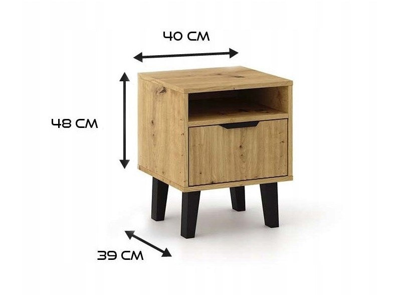 SCANDI 1S SLIM OAK ARTISAN BEDSIDE TABLE