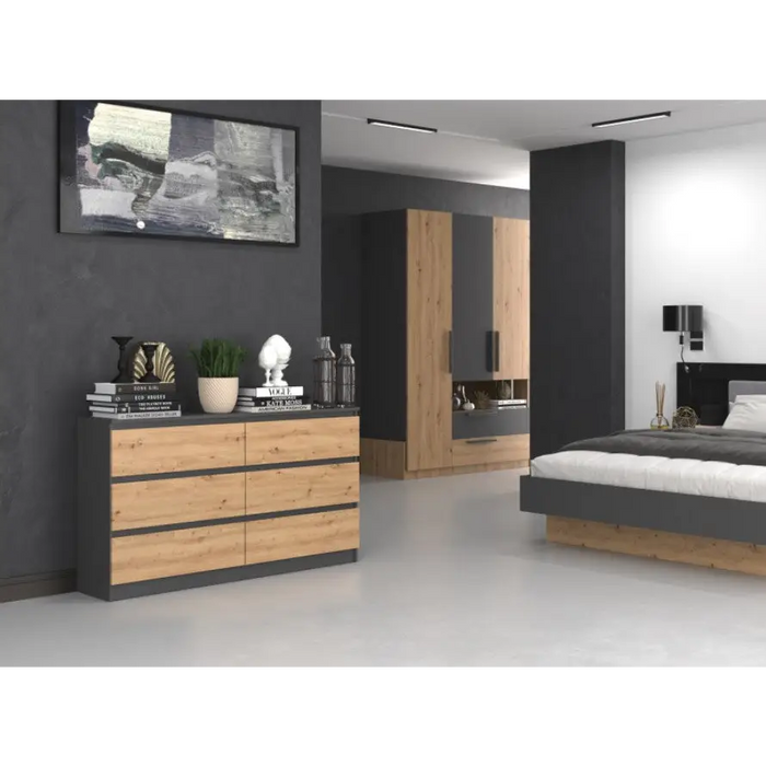 Topeshop M6 140 ANT/ART KPL chest of drawers - Chests of drawers made of furniture boardKOY-ZPM<<<ChestsKOY<<<ActionPL