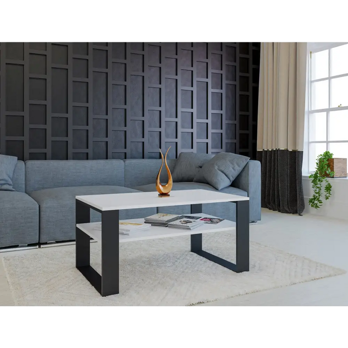 Topeshop MODERN 1P WHITE BLACK coffee/side/end table Coffee table Rectangular shape 2 leg(s) - Wooden benches