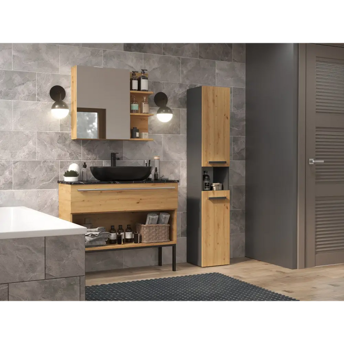 Topeshop NEL I ANT/ART bathroom storage cabinet Graphite Oak - Standing bathroom cabinetsMLA-SZS<<<Bathroom