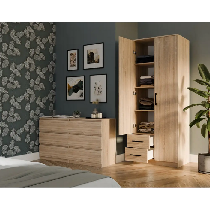 Topeshop ROMANA 80 SON L bedroom wardrobe/closet 5 shelves 2 door(s) Oak - Openable