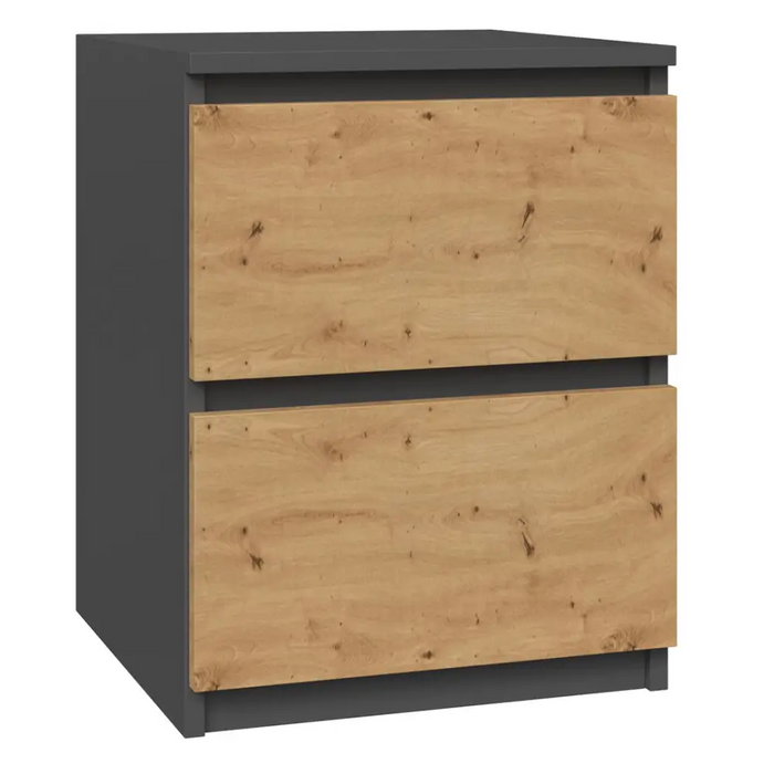 Topeshop W2 ANTRACYT/ARTISAN nightstand/bedside table 2 drawer(s) Anthracite Oak - Bedside tables made of furniture