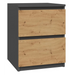 Topeshop W2 ANTRACYT/ARTISAN nightstand/bedside table 2 drawer(s) Anthracite Oak - Bedside tables made of furniture