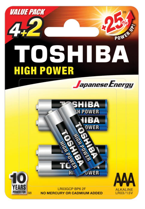BATTERY TOSHIBA LR03 4+2 PCS