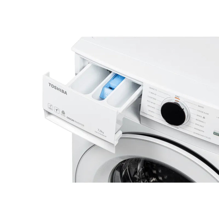 Washing machine Toshiba TW-T21BU80UWBK(WW) , 1200 rpm, 7.00 kg, A , White
