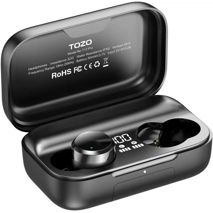 TOZO T12 PRO True Wireless Stereo (TWS) In-Ear USB Type-C Bluetooth Headset Black