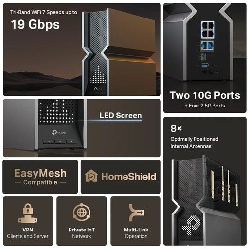 TP-Link Archer BE800 Tri-Band Wi-Fi 7 Wireless Router - Безжични рутери<<<Мрежово